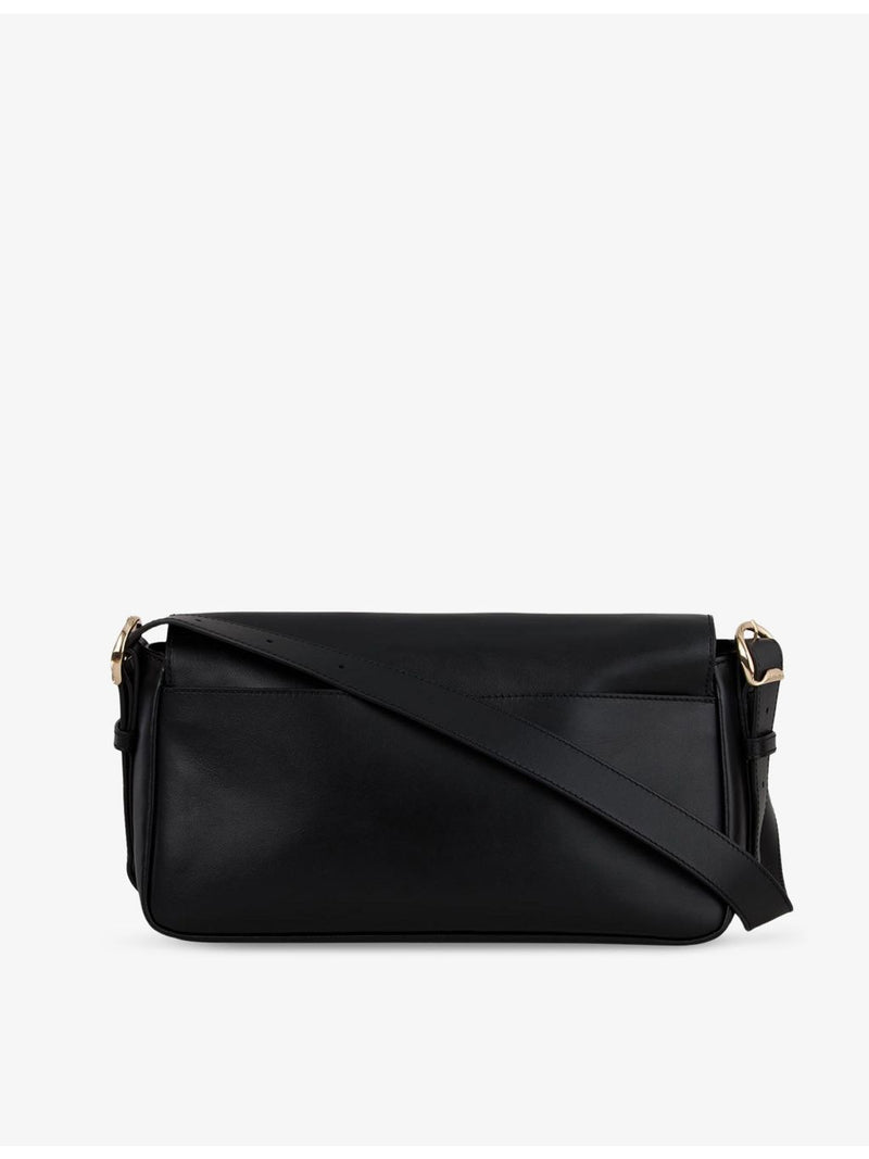 Sandro Le Mambo leather shoulder bag with flap-over design, UK version