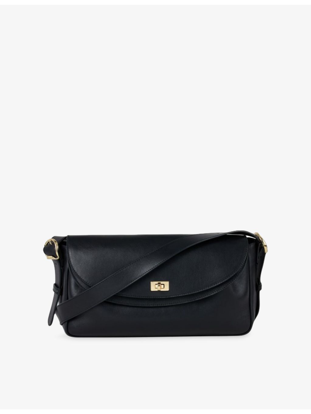 Sandro Le Mambo leather shoulder bag with flap-over design, UK version