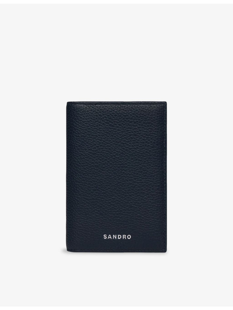 Sandro grained leather card holder 10cm, imported from the UK