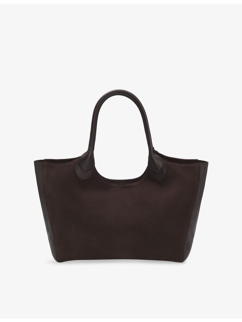 BOSS leather tote bag with logo-embossed front and gold-tone hardware (British brand)