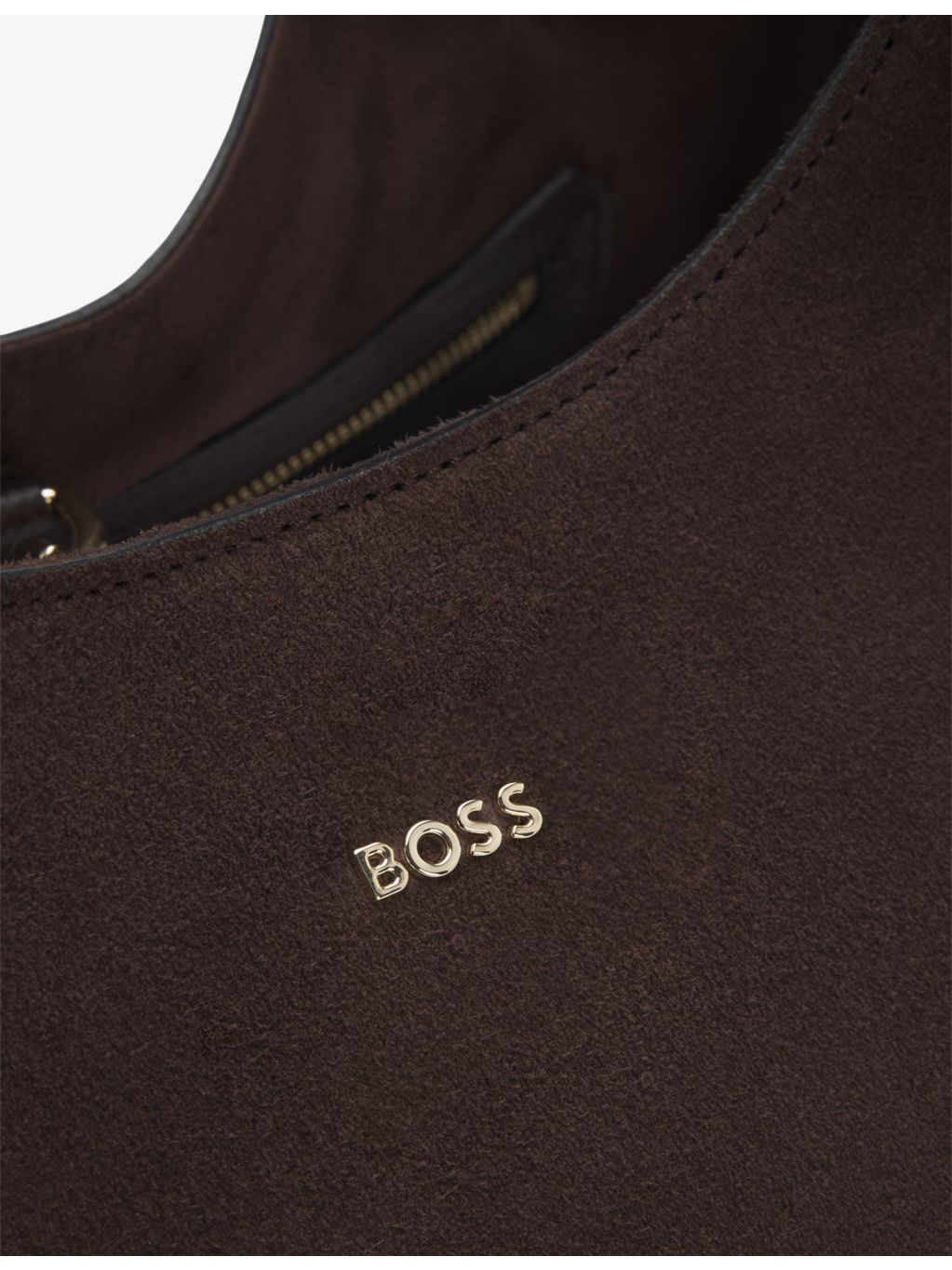 BOSS leather tote bag with logo-embossed front and gold-tone hardware (British brand)