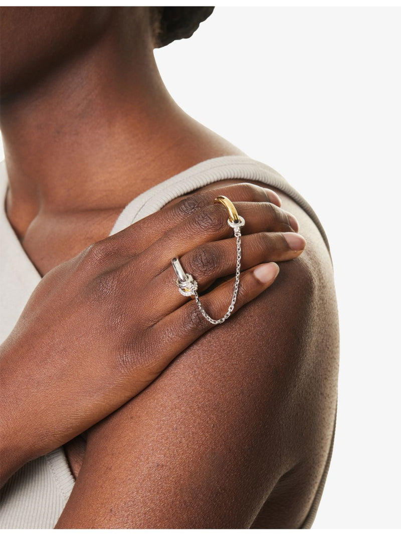 Hookup 18ct gold vermeil white topaz chain ring, UK version