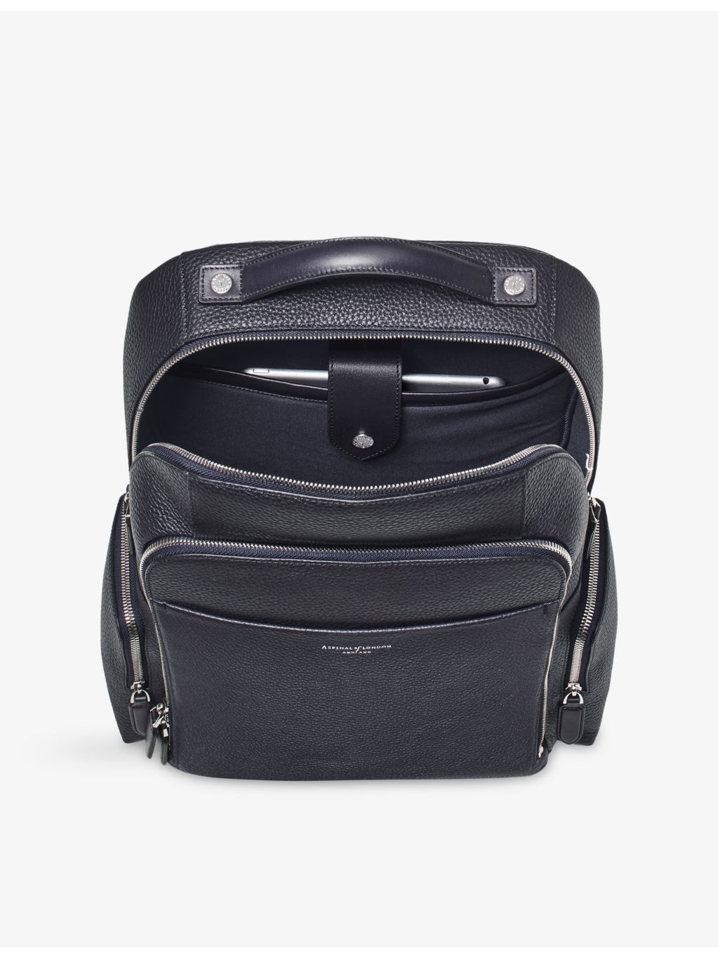 Aspinal of London zipped leather backpack 24L, imported from the UK
