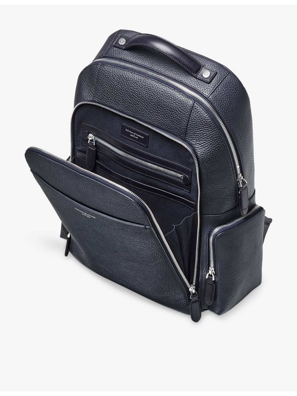 Aspinal of London zipped leather backpack 24L, imported from the UK