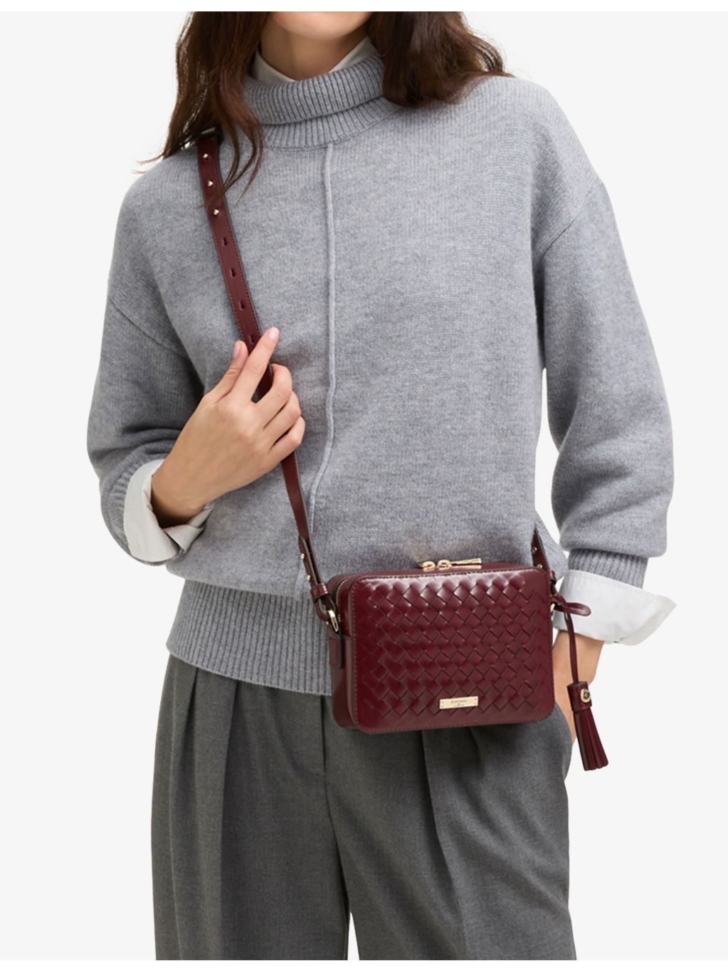 Aspinal of London interlock-weave leather camera bag, UK version