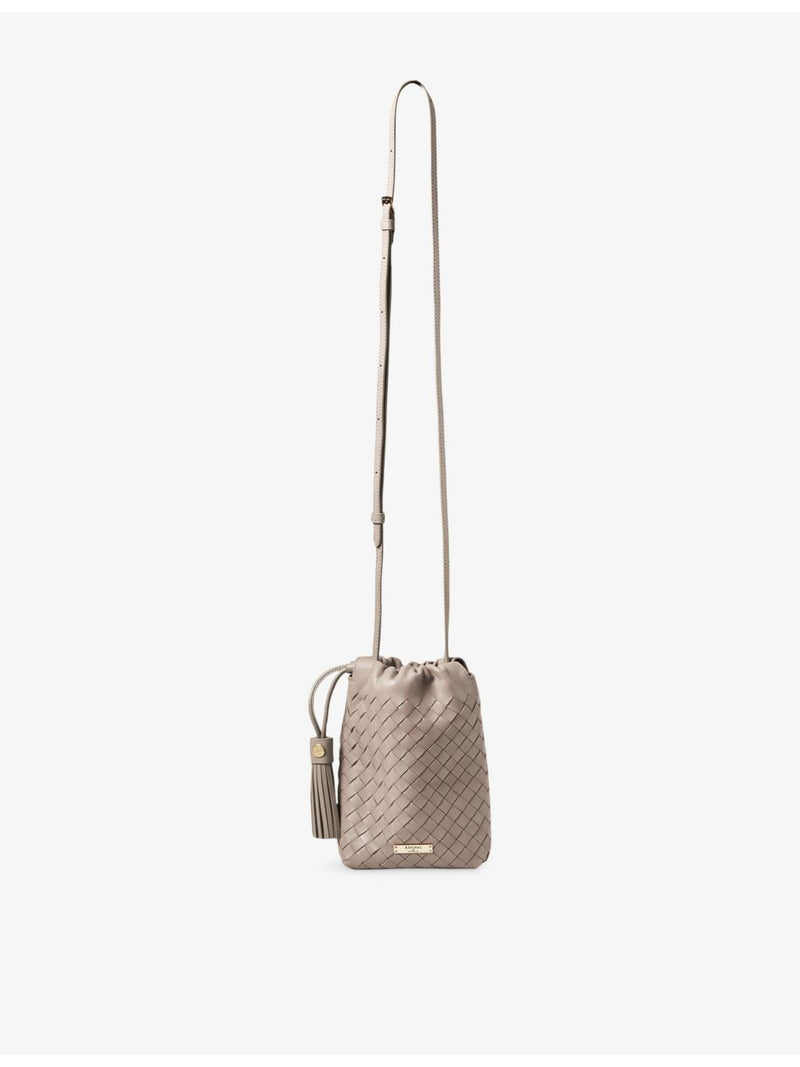 Aspinal of London Soho Weave leather cross-body pouch, imported from the UK