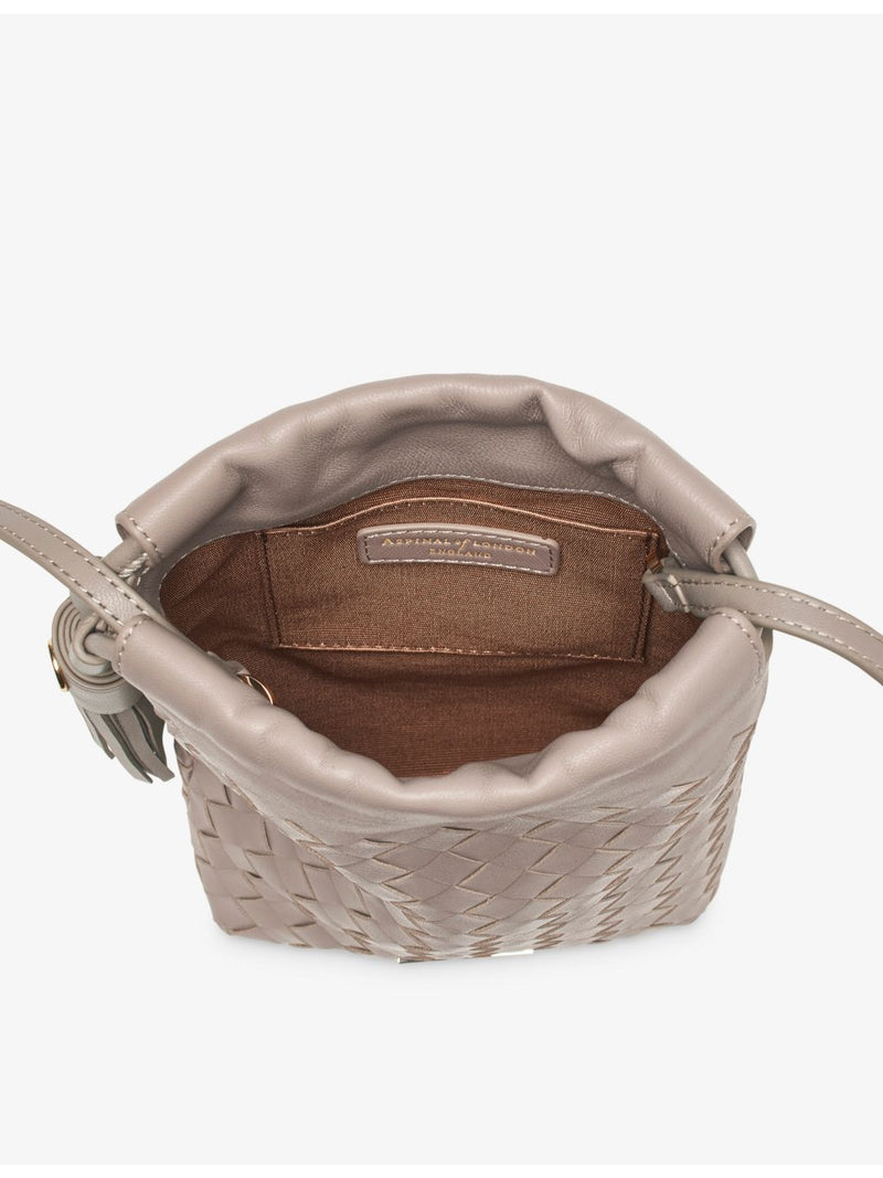 Aspinal of London Soho Weave leather cross-body pouch, imported from the UK