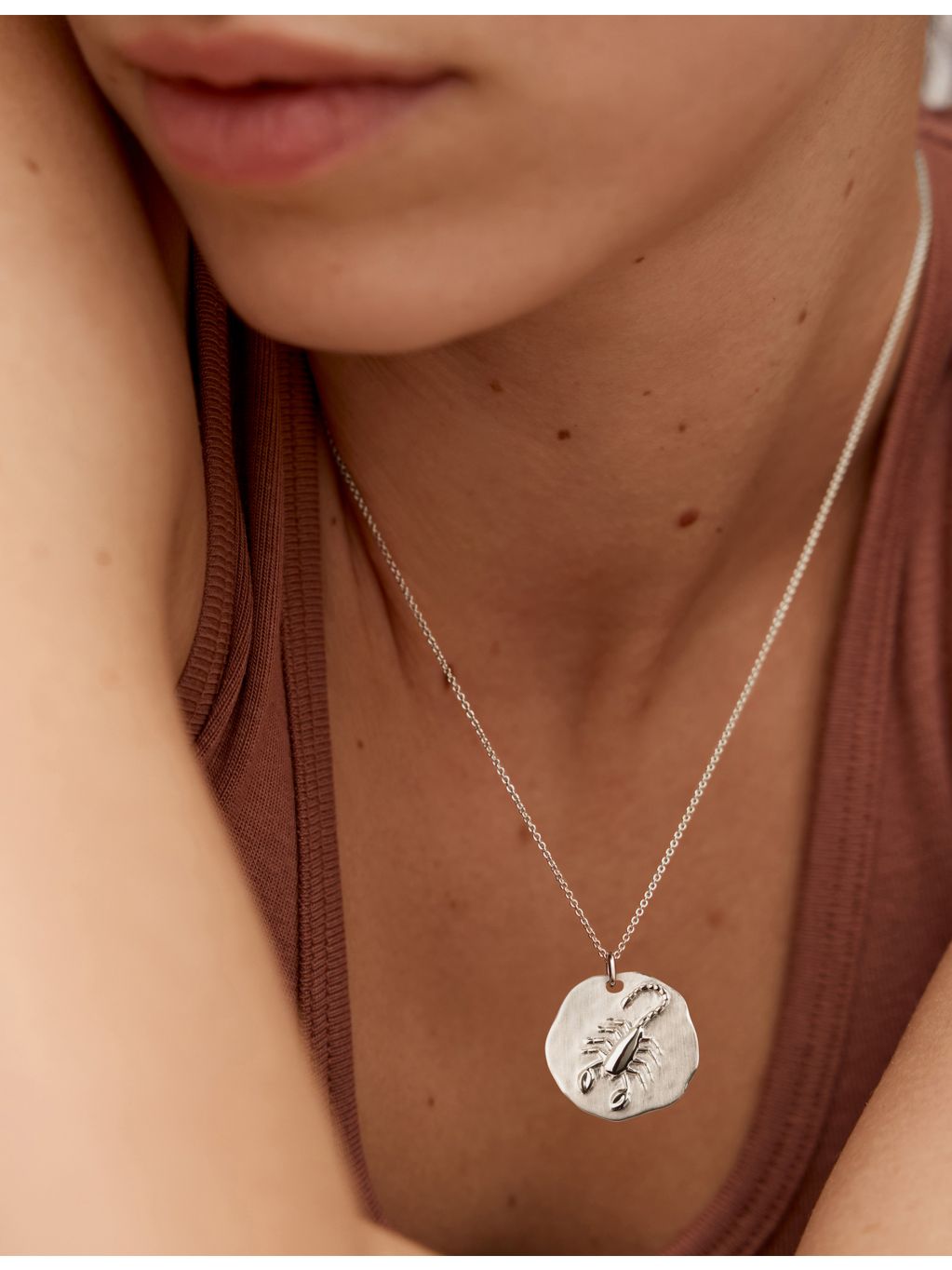 Monica Vinader Scorpio zodiac pendant necklace 41-46cm, imported from the UK