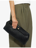Dune woven faux-leather clutch bag with long strap (British brand)