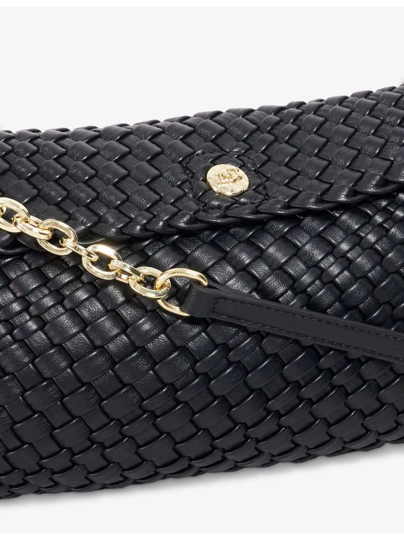 Dune woven faux-leather clutch bag with long strap (British brand)