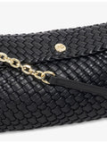 Dune woven faux-leather clutch bag with long strap (British brand)