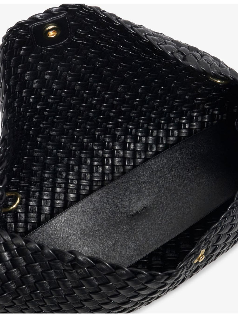 Dune woven faux-leather clutch bag with long strap (British brand)