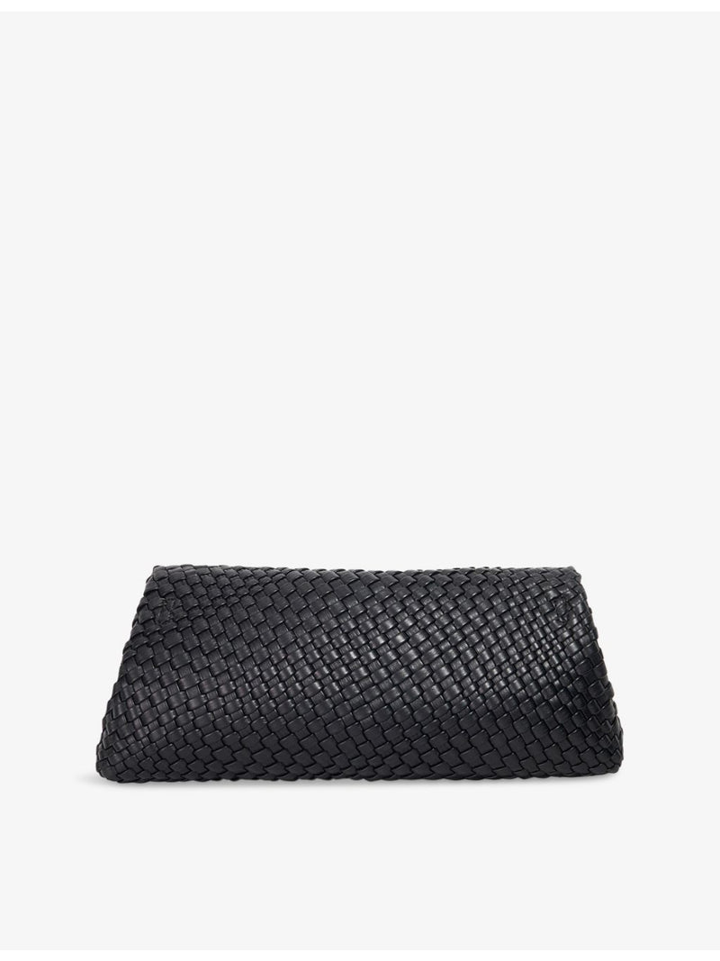 Dune woven faux-leather clutch bag with long strap (British brand)