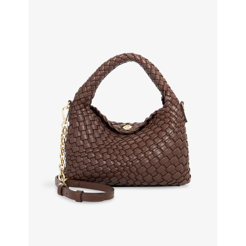Dune mini woven faux-leather top-handle bag - British product
