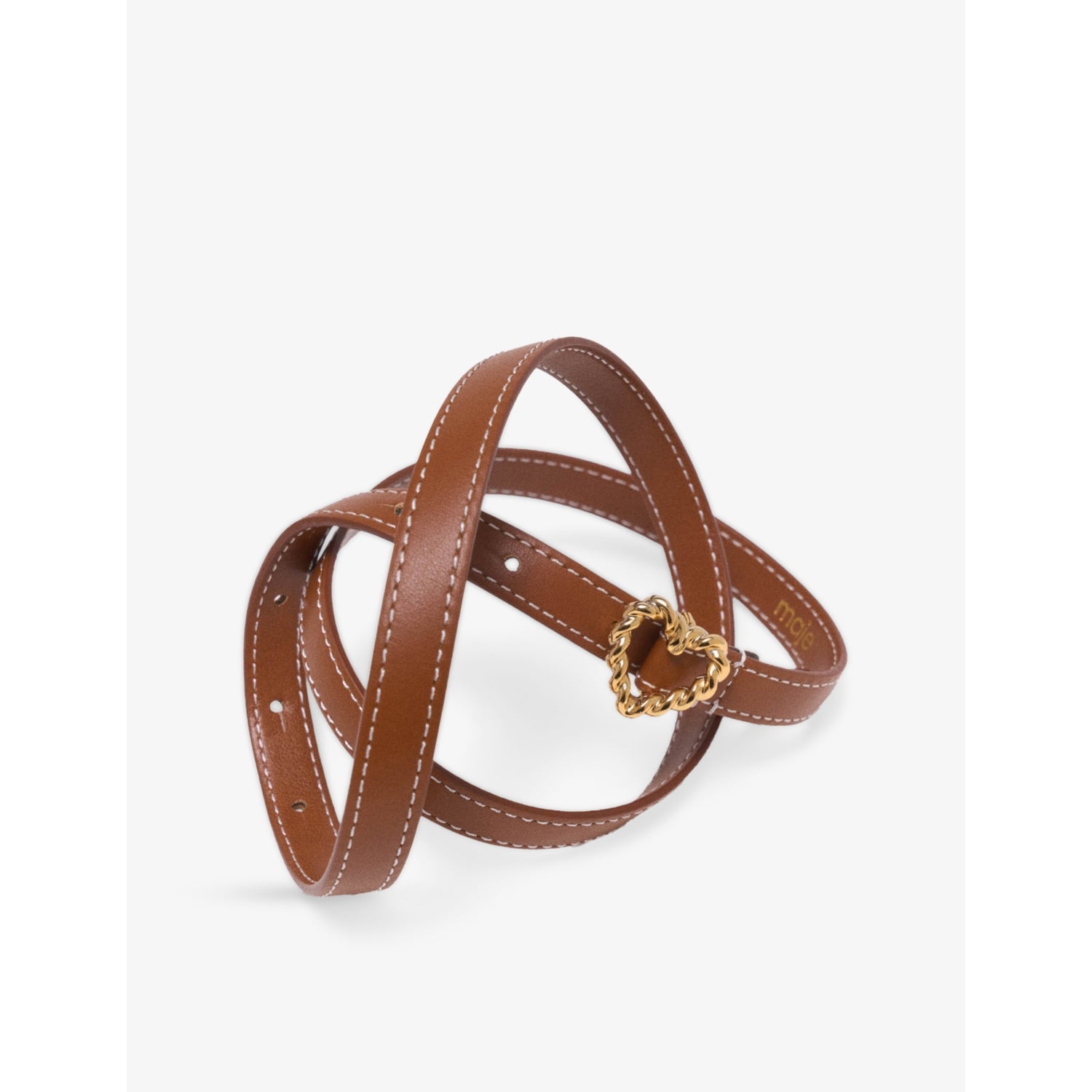 Maje slim leather belt with heart buckle 1cm - British product