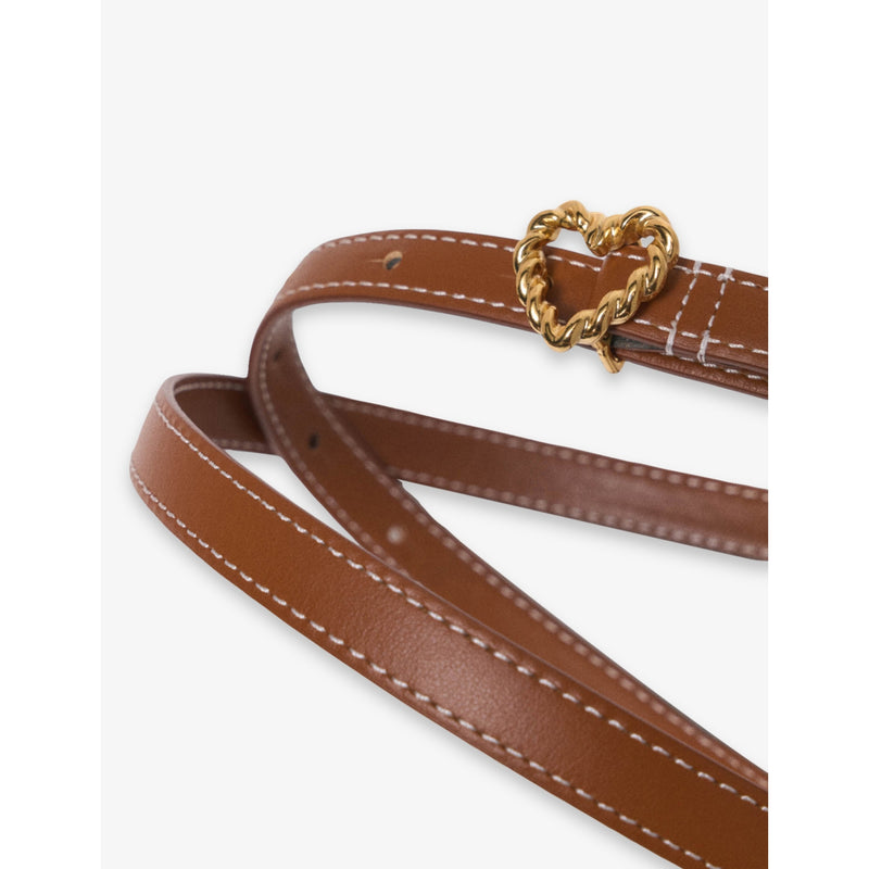 Maje slim leather belt with heart buckle 1cm - British product