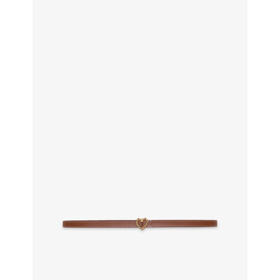 selfridges Maje Heart-Embellished Slim Leather Belt- Buy online at McGrocer