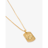 Maje brass necklace with zodiac plaque charm, UK version