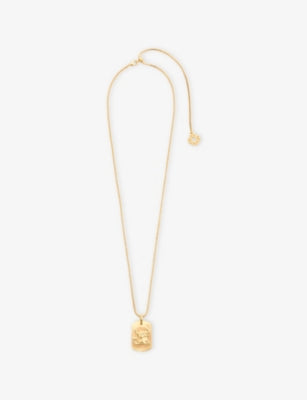 Maje brass necklace with zodiac plaque charm, UK version