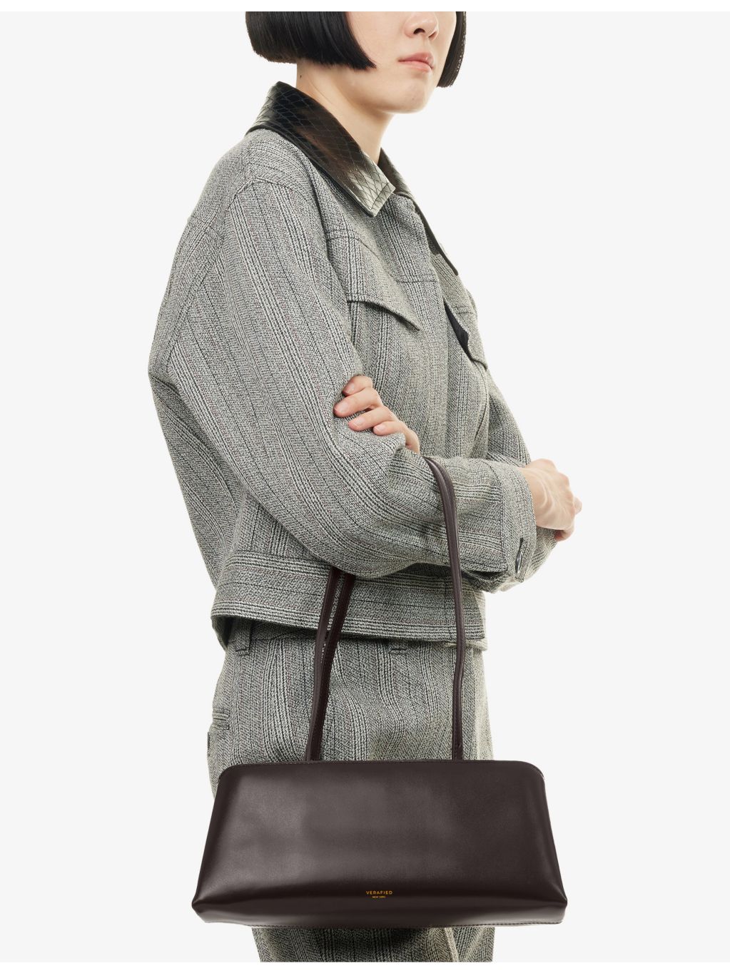 Verafied Vera leather shoulder bag with adjustable strap, imported from the UK