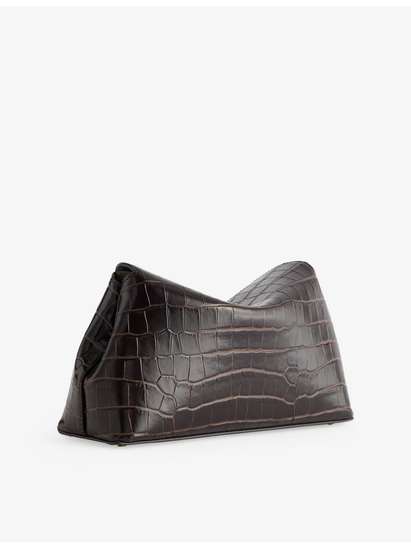 Toteme croco leather clutch bag with T-lock and gold hardware, UK version