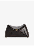 Toteme croco leather clutch bag with T-lock and gold hardware, UK version