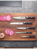 Zwilling J.A Henckels six piece stainless steel knife block set (British brand)