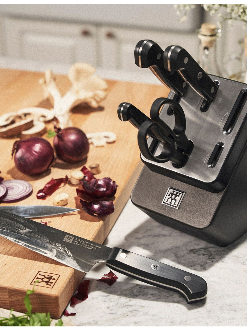 Zwilling seven-piece stainless steel knife block set, imported from the UK
