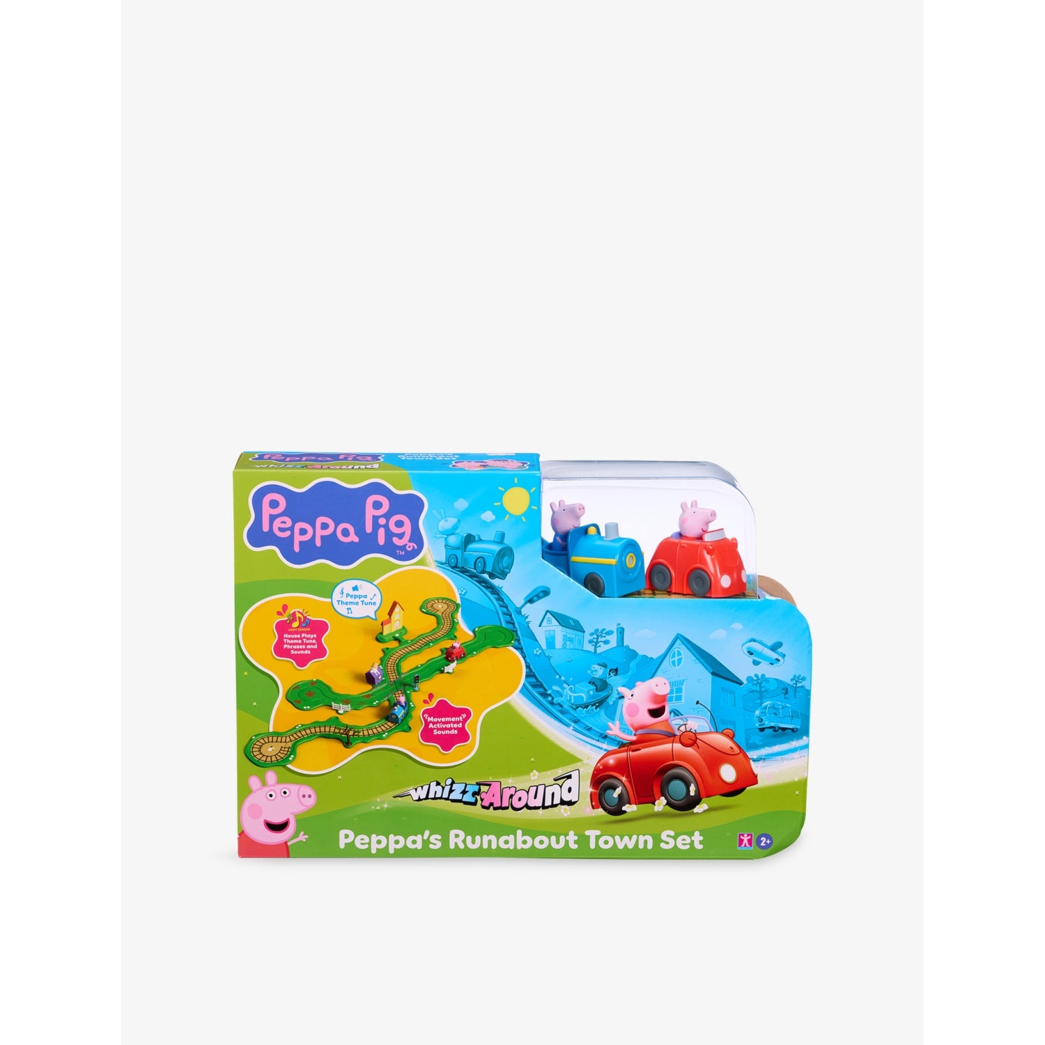 Whizz-Around Peppa Pig town playset with train and car, UK version