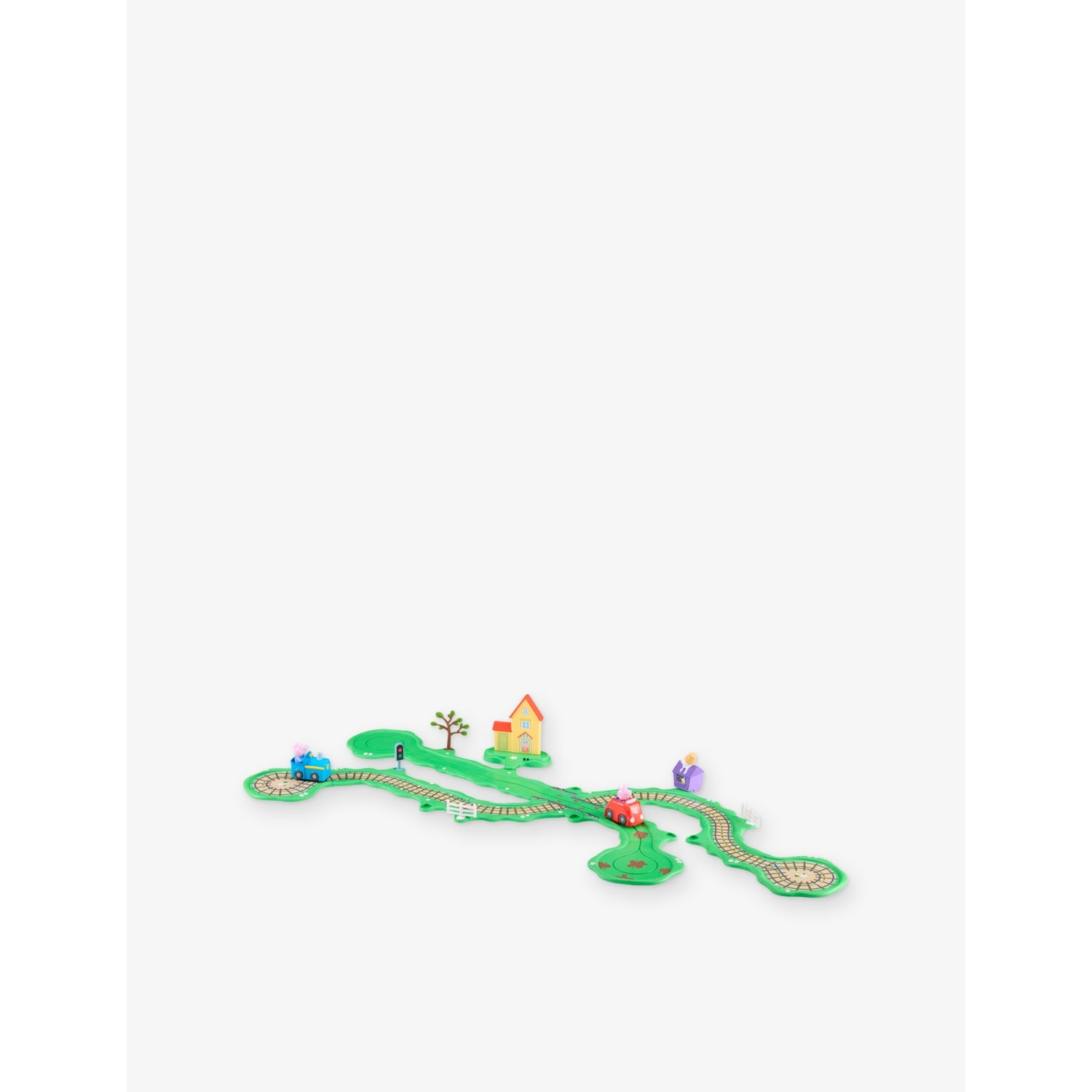 Whizz-Around Peppa Pig town playset with train and car, UK version