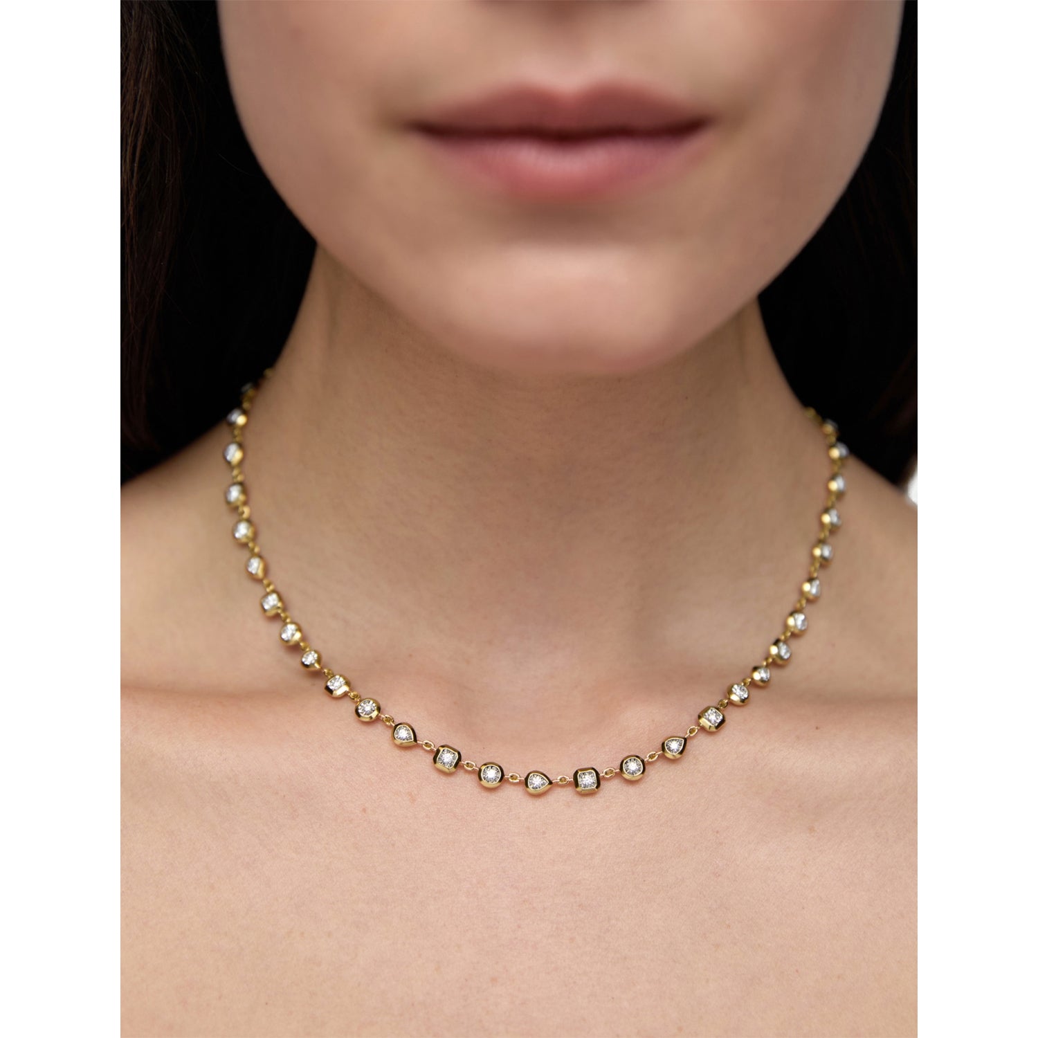 Monica Vinader diamond cluster necklace 46cm, imported from the UK
