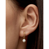 Monica Vinader pearl drop huggies yellow gold vermeil, imported from the UK