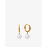 Monica Vinader pearl drop huggies yellow gold vermeil, imported from the UK