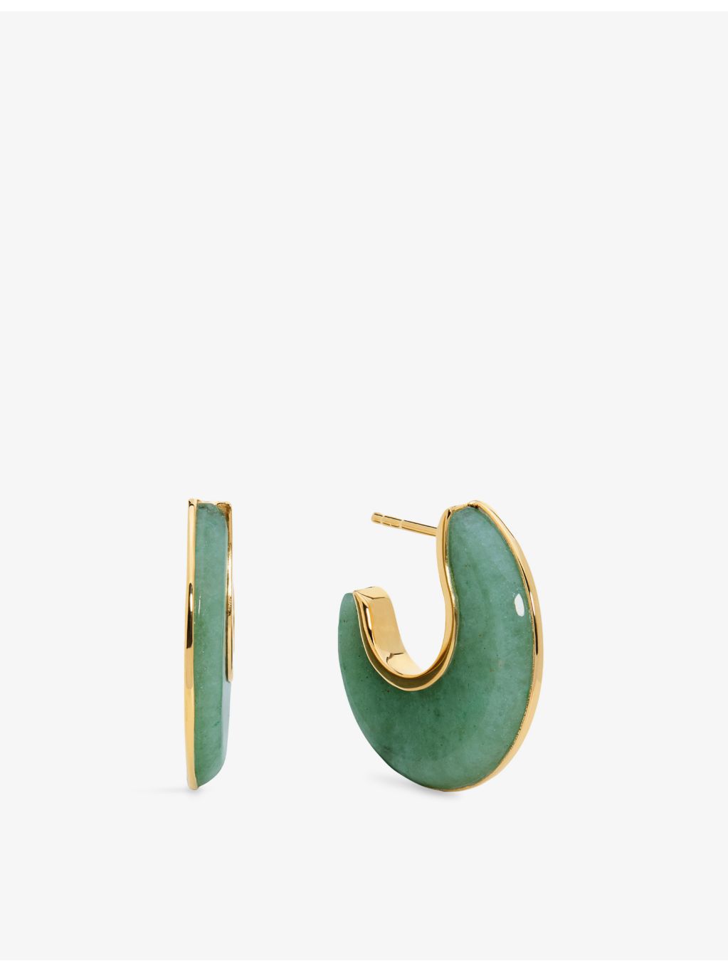 Monica Vinader gold vermeil green aventurine hoop earrings 2.5cm (British brand)