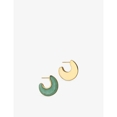 selfridges Monica Vinader x Kate Young 18ct Yellow Gold Vermeil and Green Aventurine Hoop Earrings- Buy online at McGrocer