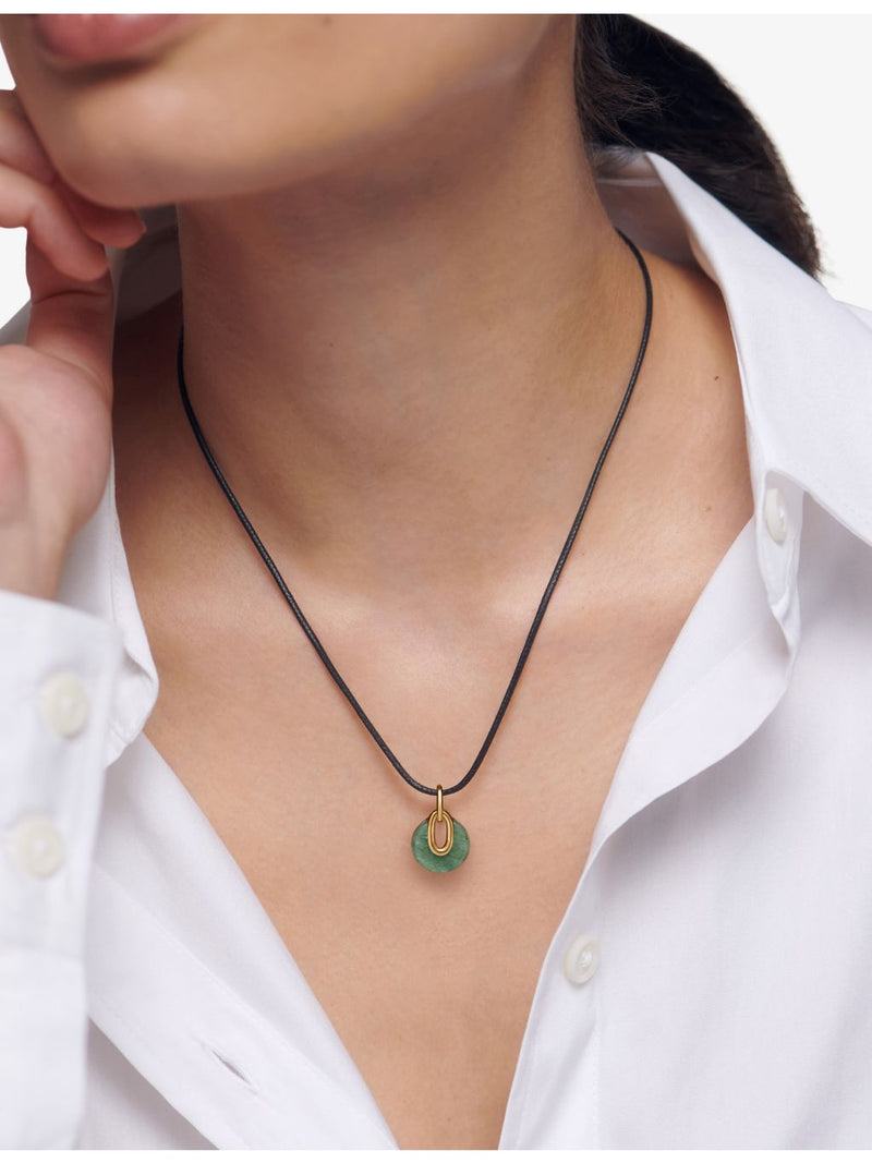 Monica Vinader aventurine cord necklace 18ct yellow gold vermeil, UK version