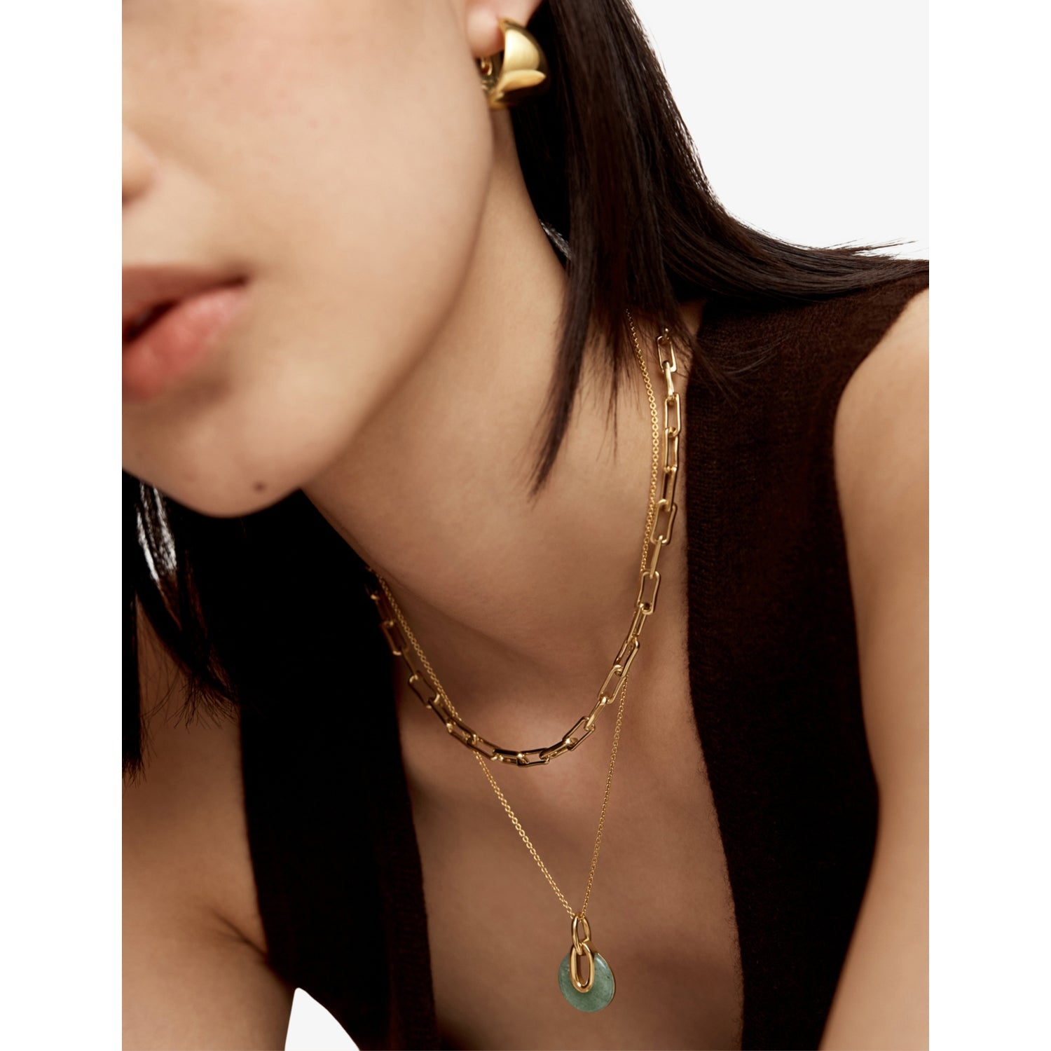 Monica Vinader pendant charm 18ct yellow gold vermeil aventurine, UK version