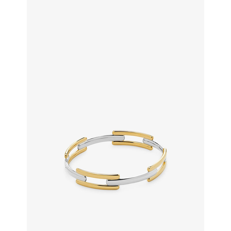 Signature Link 18ct Yellow Gold-Plated Vermeil Sterling-Silver and Sterling-Silver Bangle - S
