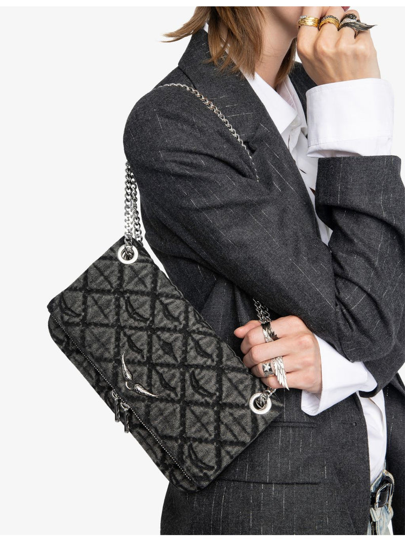 Zadig&Voltaire Rock II Monogram denim clutch bag - British product