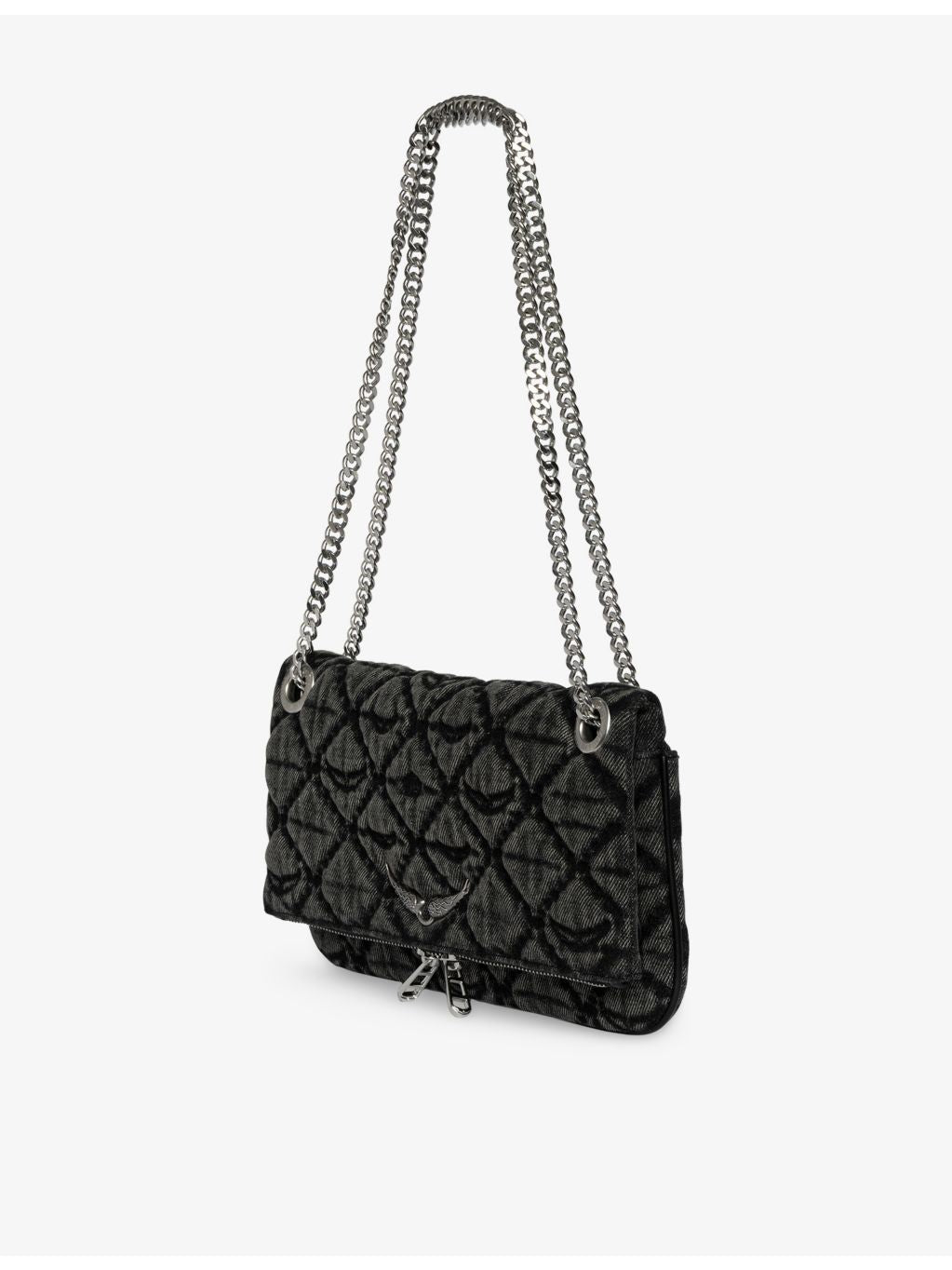 Zadig&Voltaire Rock II Monogram denim clutch bag - British product