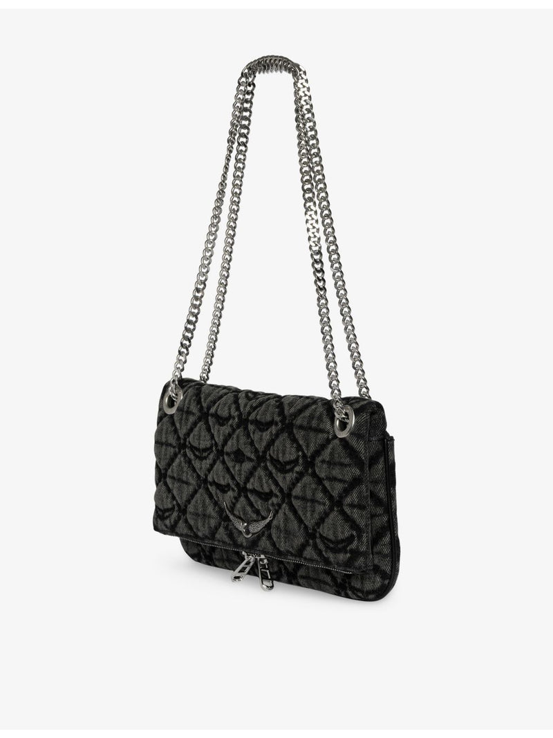 Zadig&Voltaire Rock II Monogram denim clutch bag - British product