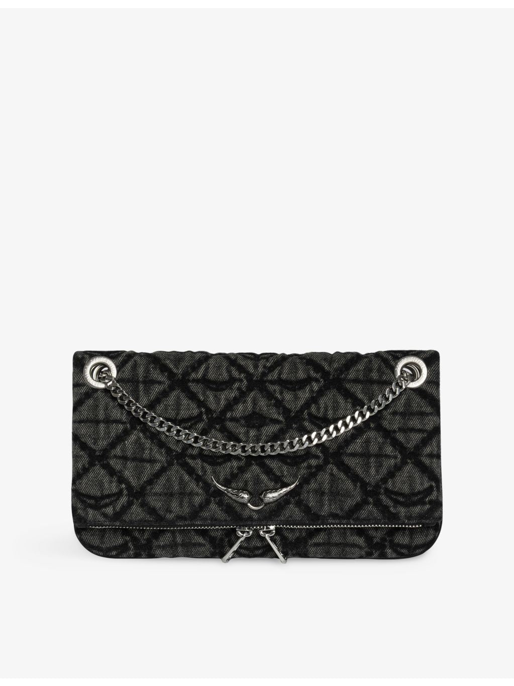 Zadig&Voltaire Rock II Monogram denim clutch bag - British product