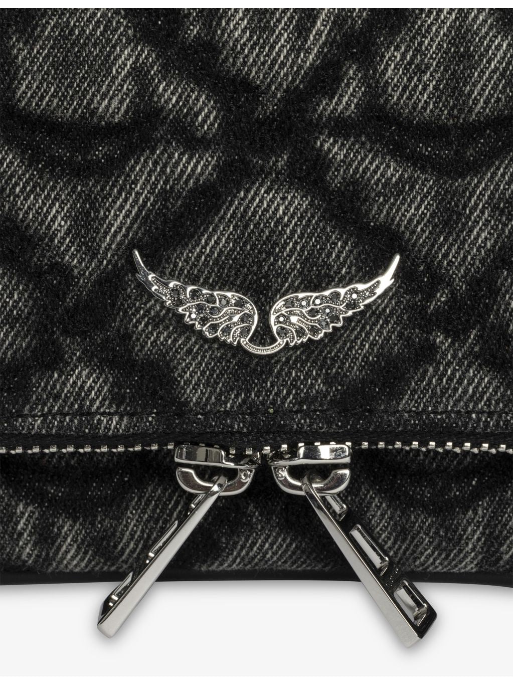 Zadig&Voltaire nano monogram denim clutch bag, imported from the UK