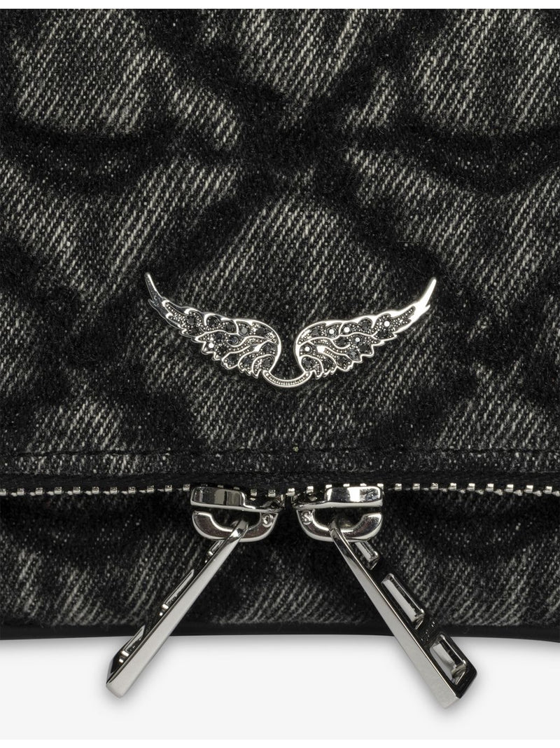 Zadig&Voltaire nano monogram denim clutch bag, imported from the UK