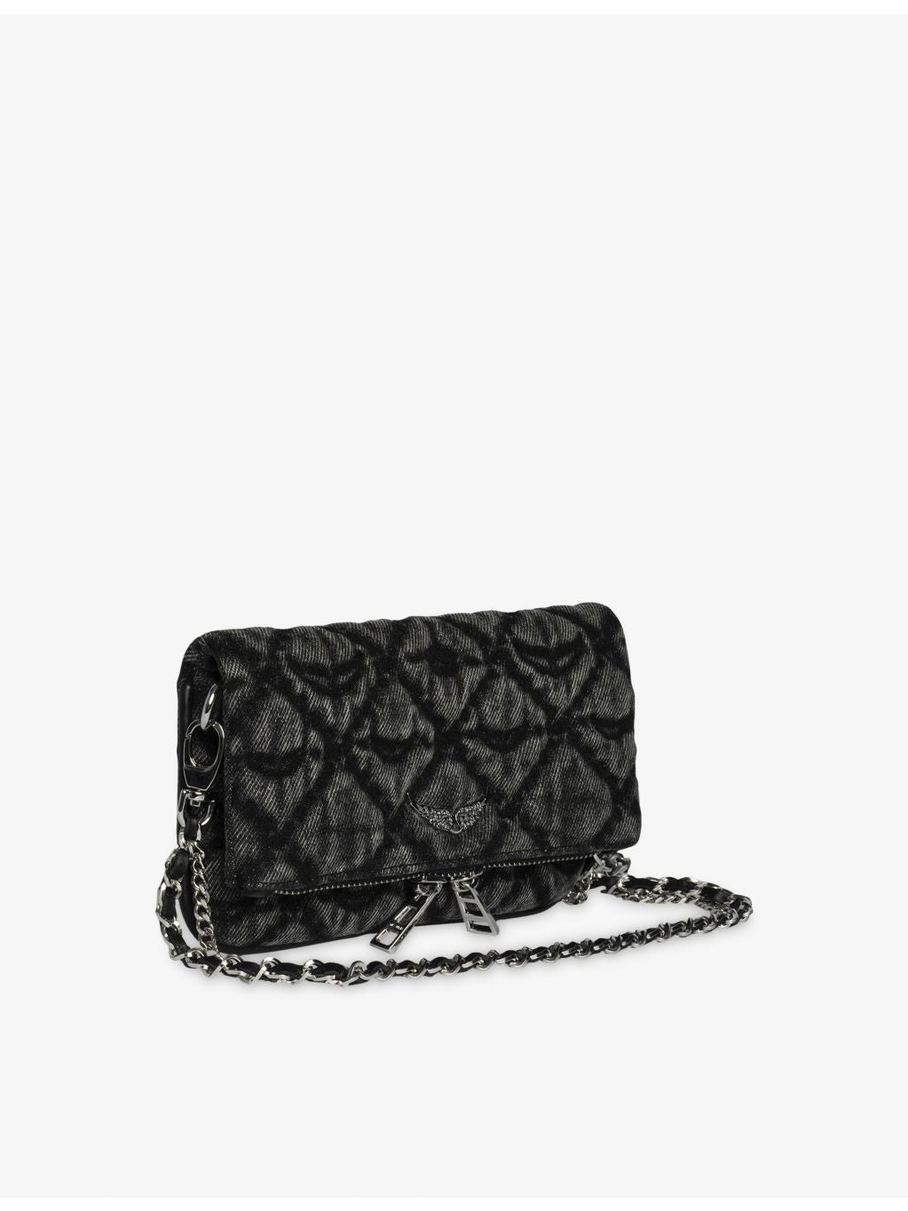 Zadig&Voltaire nano monogram denim clutch bag, imported from the UK