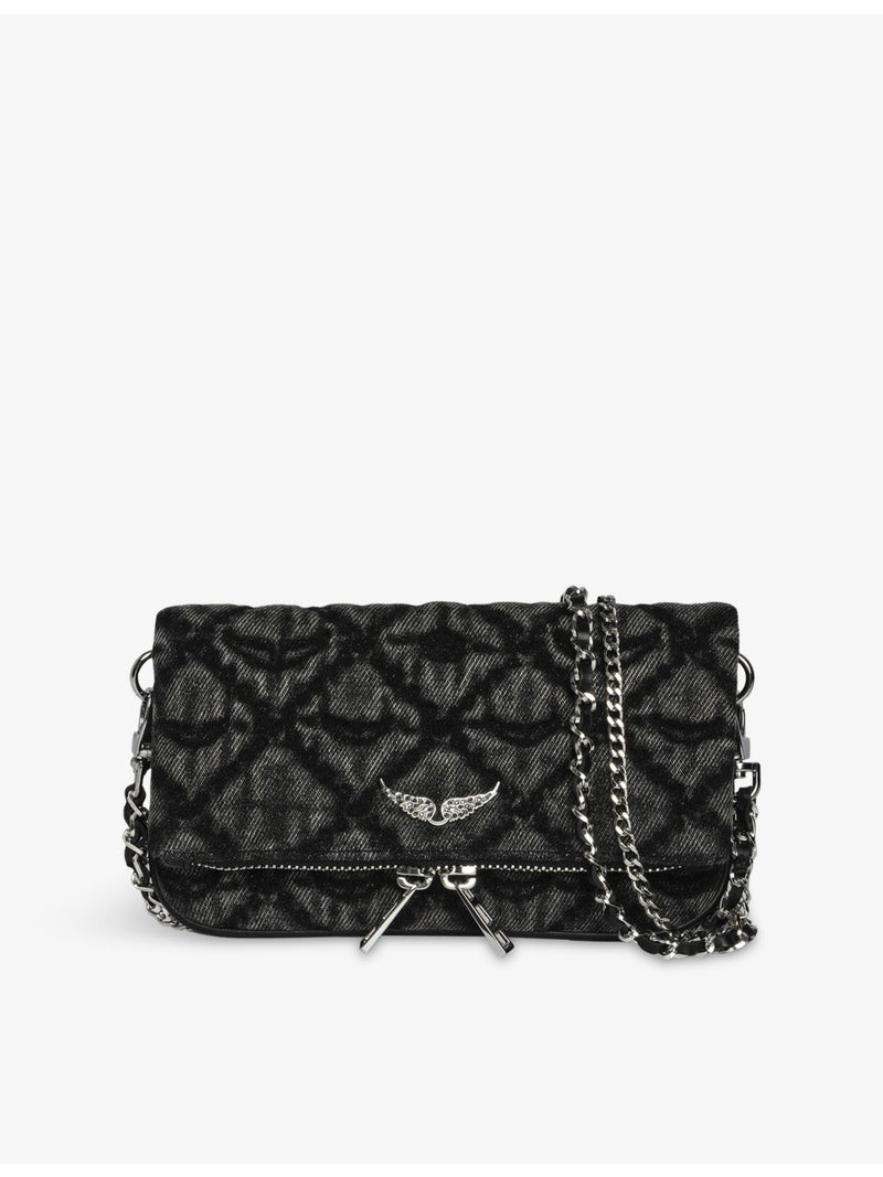 Zadig&Voltaire nano monogram denim clutch bag, imported from the UK