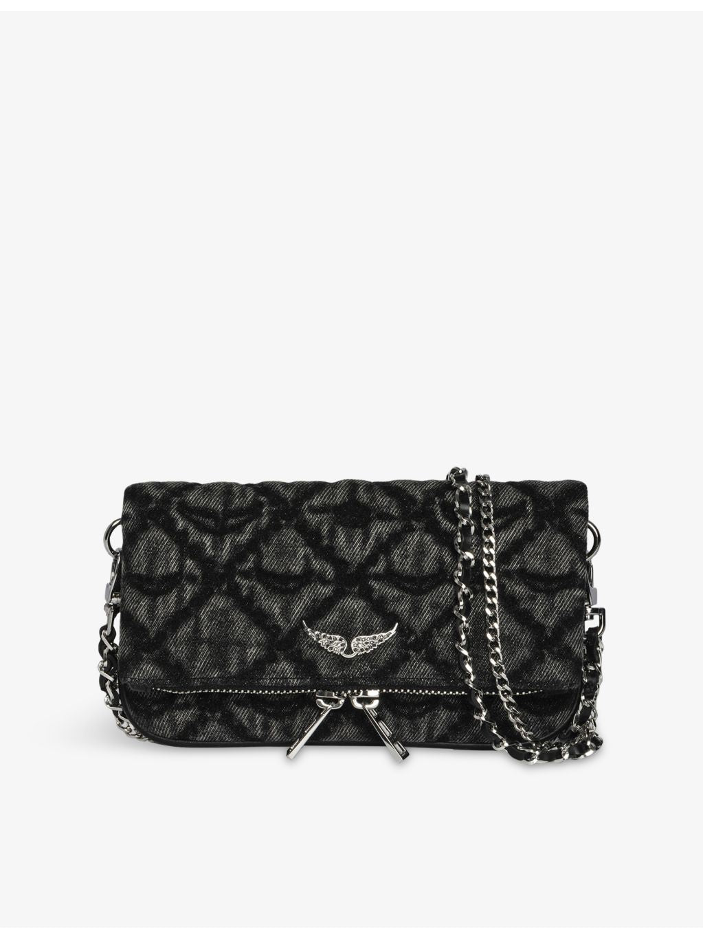 Zadig&Voltaire nano monogram denim clutch bag, imported from the UK