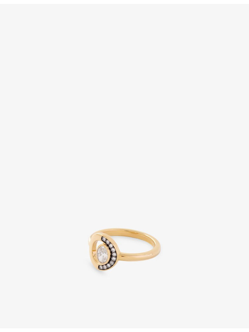 Skydiamond Crescent ring 18ct yellow gold 0.34ct lab-grown diamond - British product
