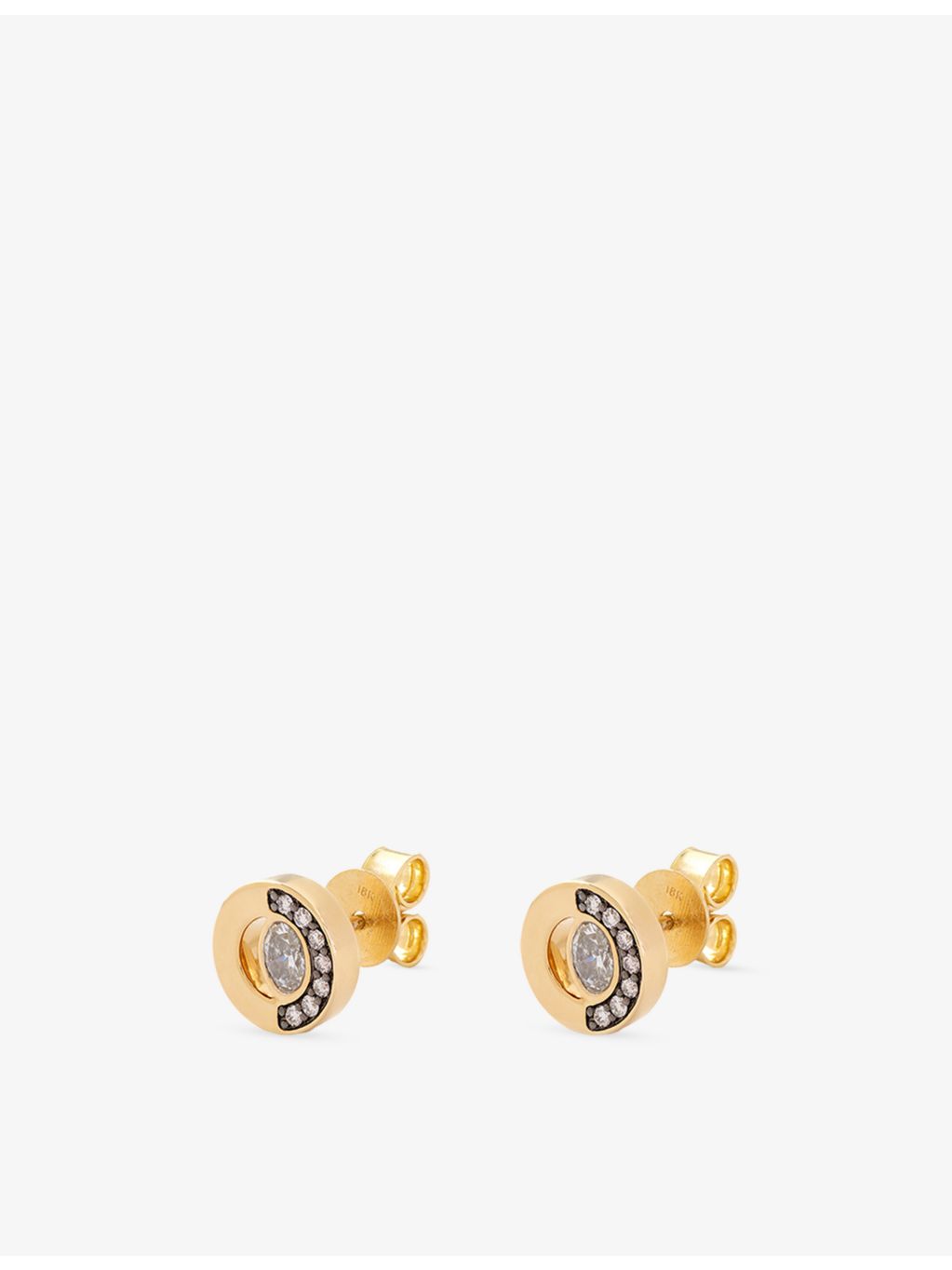 Skydiamond crescent stud earrings 0.43ct 18ct yellow gold - British product