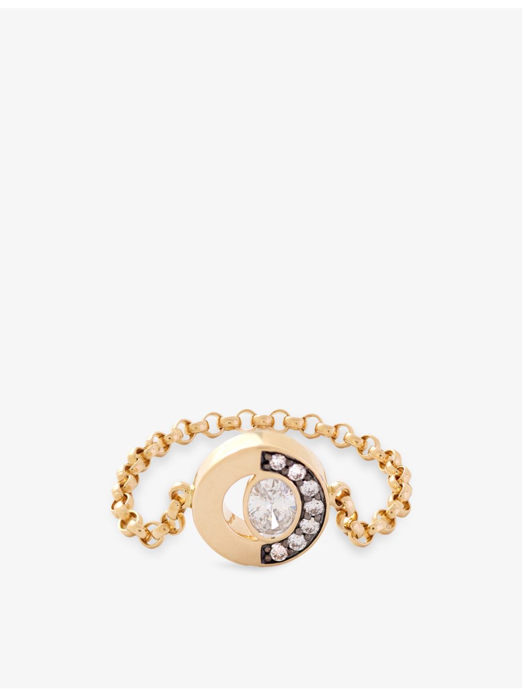 La Maison Couture Skydiamond chain ring 18ct yellow gold 0.21ct (British brand)
